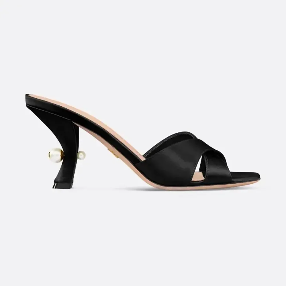 Dior Dior Tribales Heeled Slide Black Satin for Women