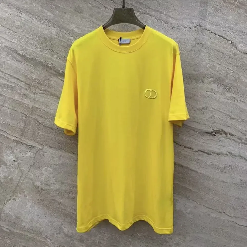Dior CD Icon T-Shirt Relaxed Fit Yellow Cotton Jersey for Men