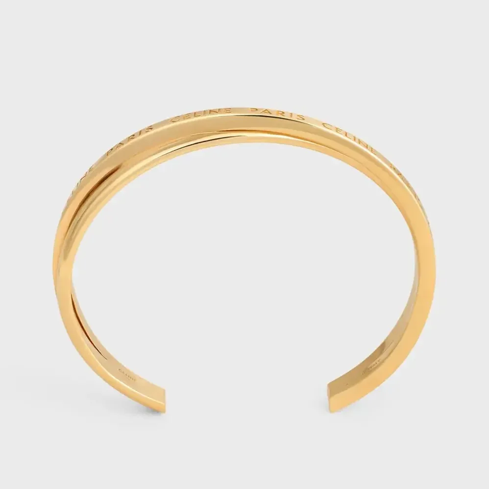 Celine Paris Double Thin Cuff in Brass with Gold Finish for Women in Gold