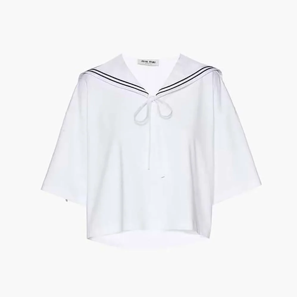 Miu Miu Embroidered Cotton T for Women in shirt with Embroidered Logo Miu Miu Embroidered Cotton T for Women in shirt with Embroidered Logo