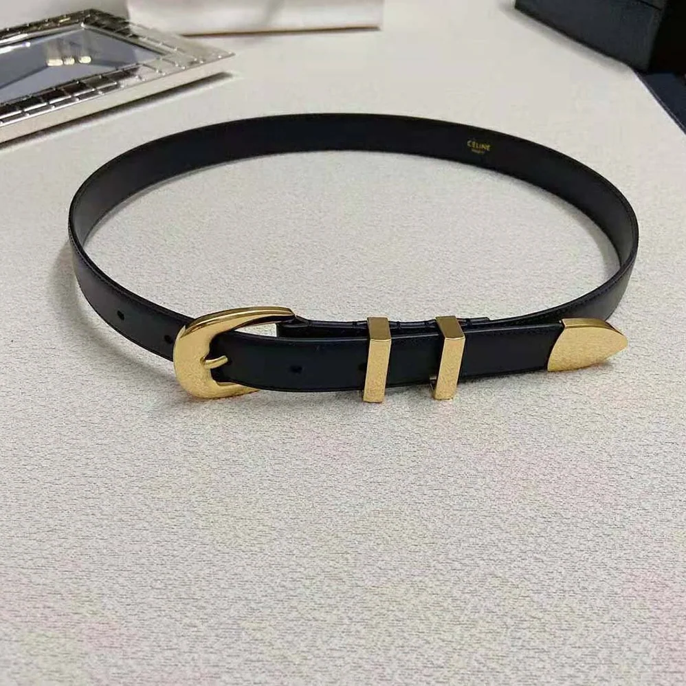 Celine Medium Western Belt in Smooth Calfskin for Women in Gold