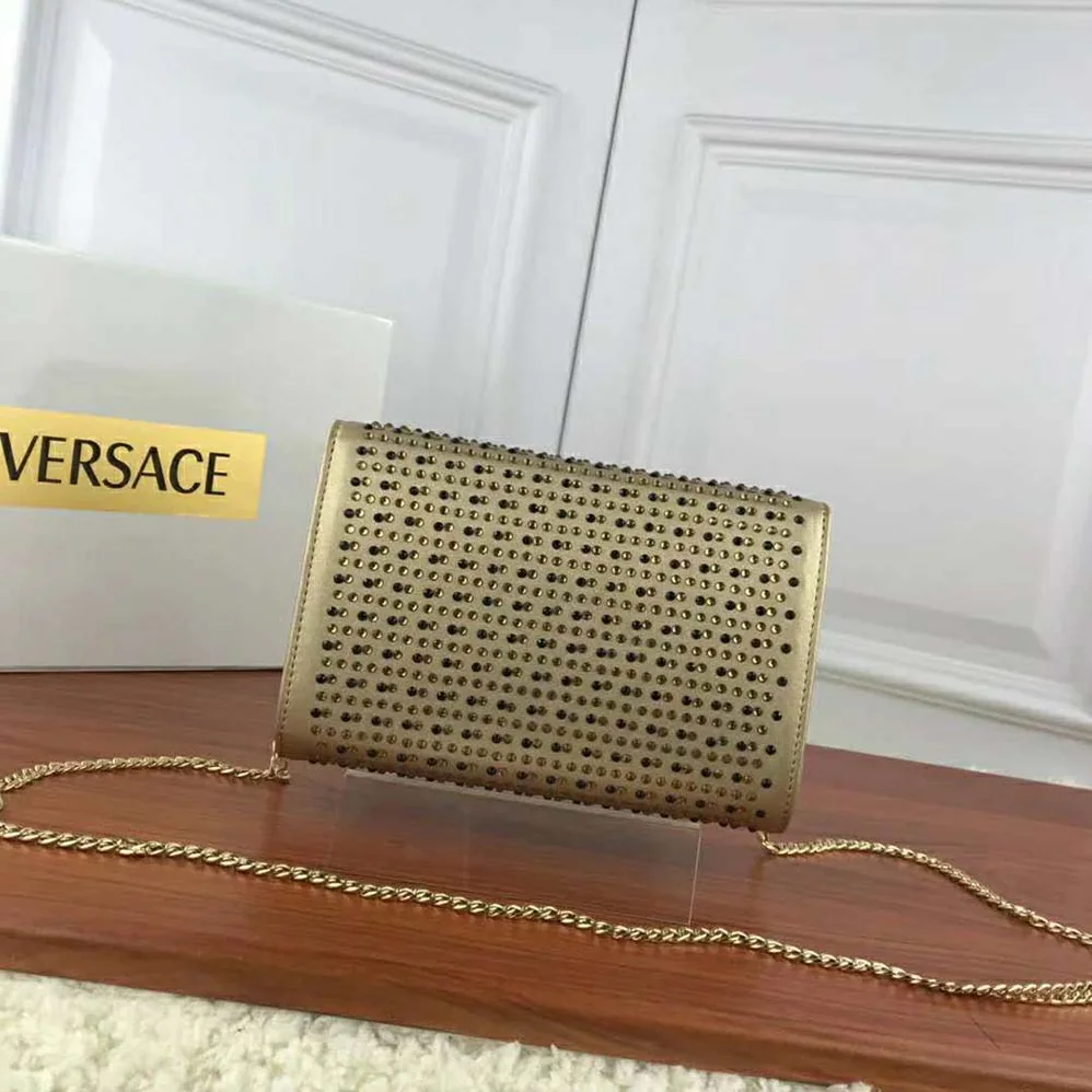 Versace Laminated Palazzo Evening Bag for Women in Gold Versace Laminated Palazzo Evening Bag for Women in Gold