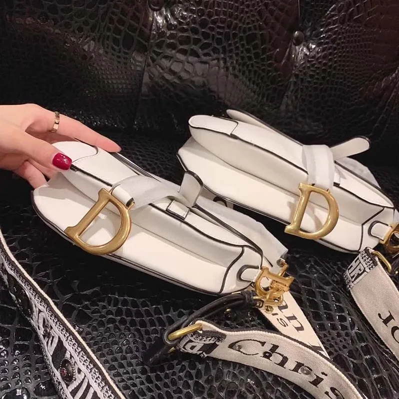 Dior Saddle Calfskin Bag for Women in White Dior Saddle Calfskin Bag for Women in White