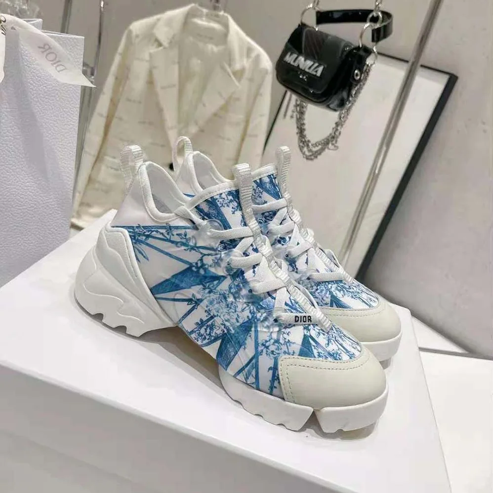 Dior D-Connect Sneaker Blue Multicolor Technical Fabric with Rêve D'Infini Print for Women