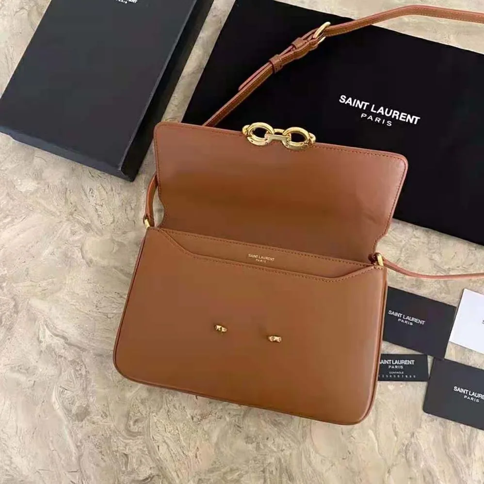 Saint Laurent YSL LE Maillon Satchel in Smooth Leather for Women in Brown