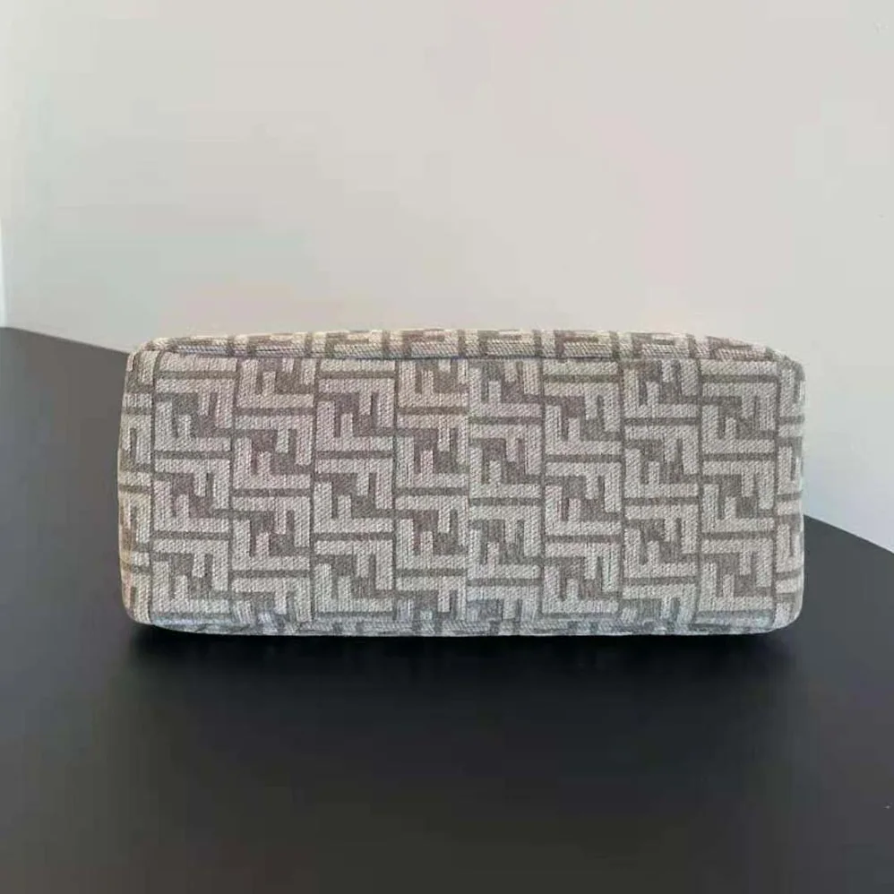 Fendi Fendi O'Lock Zipper Dove Gray Tapestry Fabric Bag for Women Fendi Fendi O'Lock Zipper Dove Gray Tapestry Fabric Bag for Women