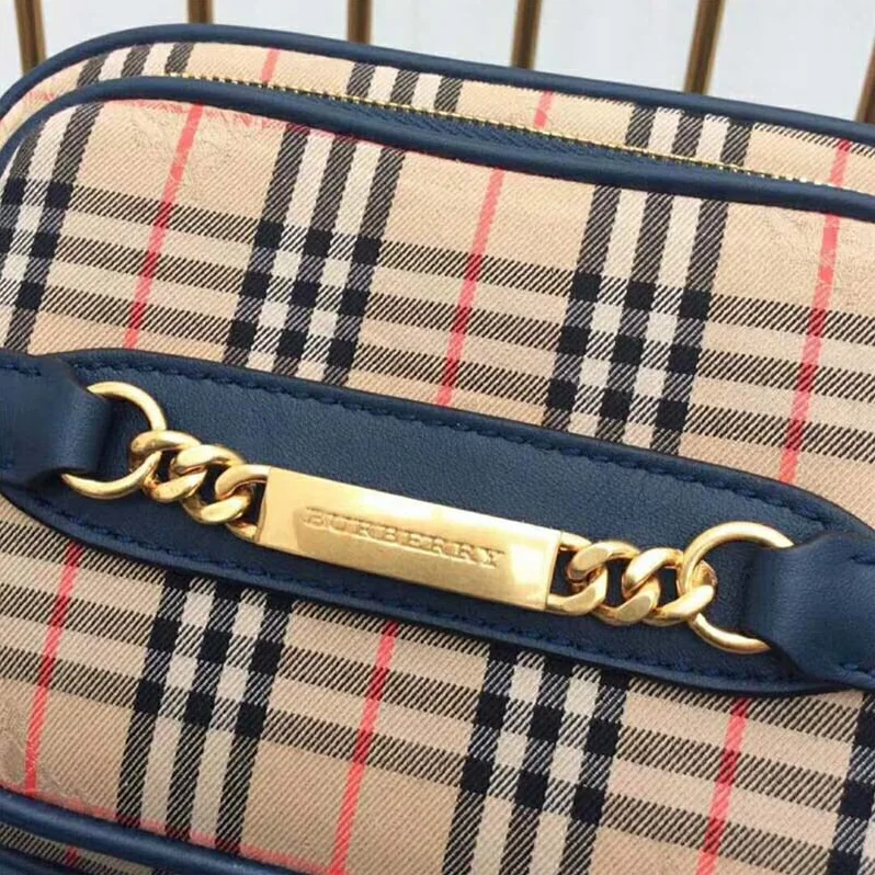 Burberry The 1983 Check Link Camera Bag for Men in Blue Burberry The 1983 Check Link Camera Bag for Men in Blue