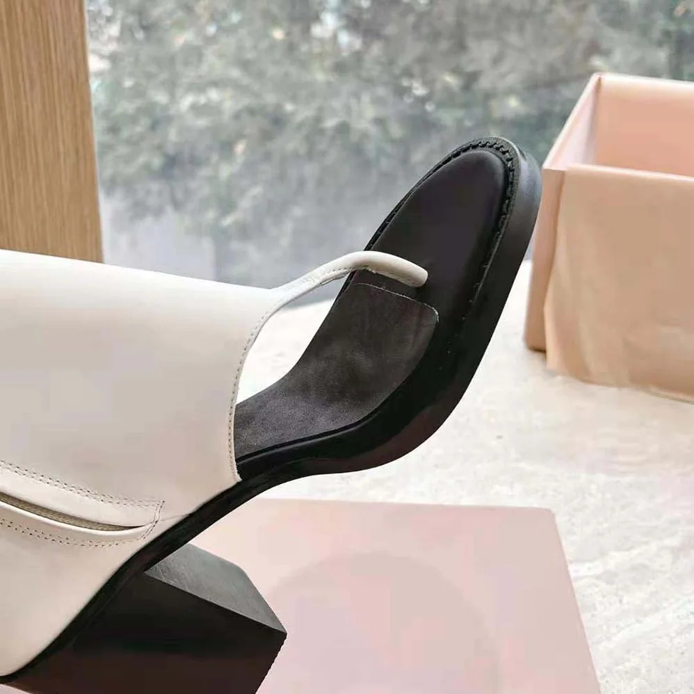 Miu Miu Leather Thong Booties for Women in White