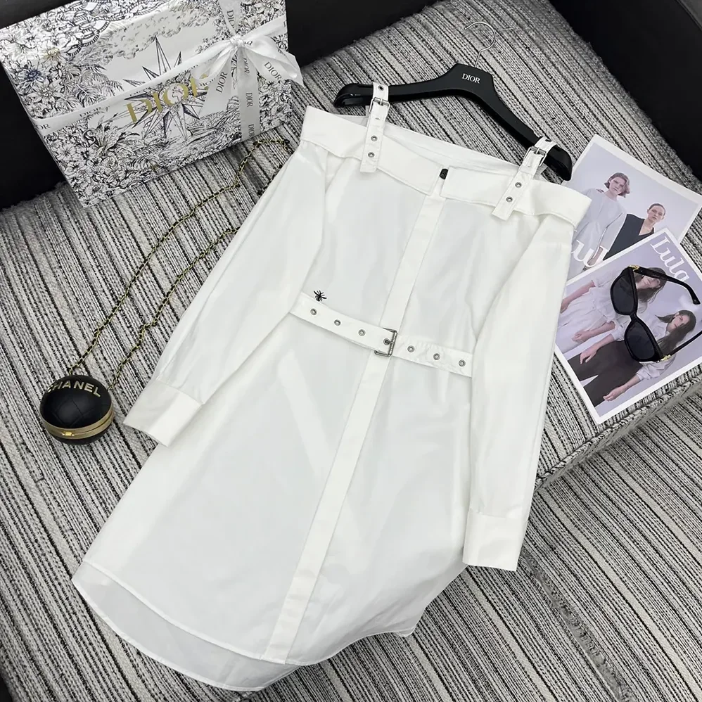Dior Shirtdress White Lightweight Cotton and Silk Poplin for Women