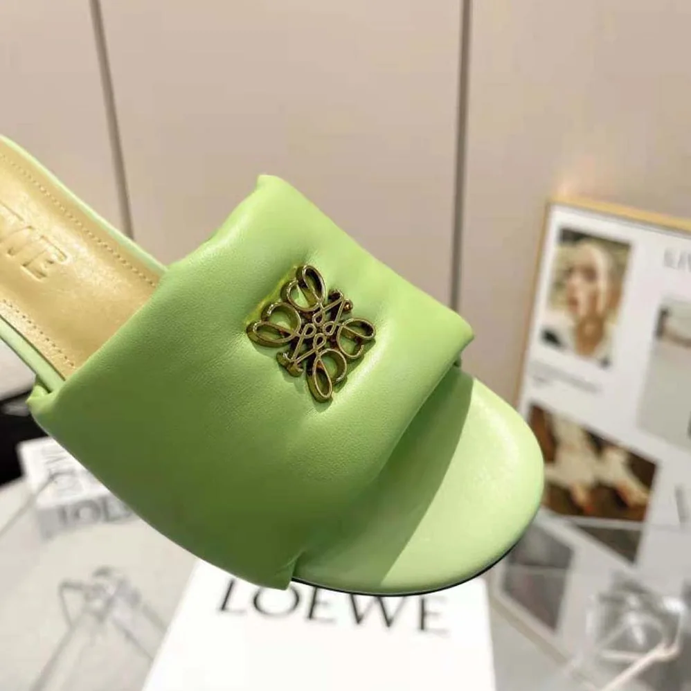 Loewe Anagram Padded Mule in Lambskin for Women in Green
