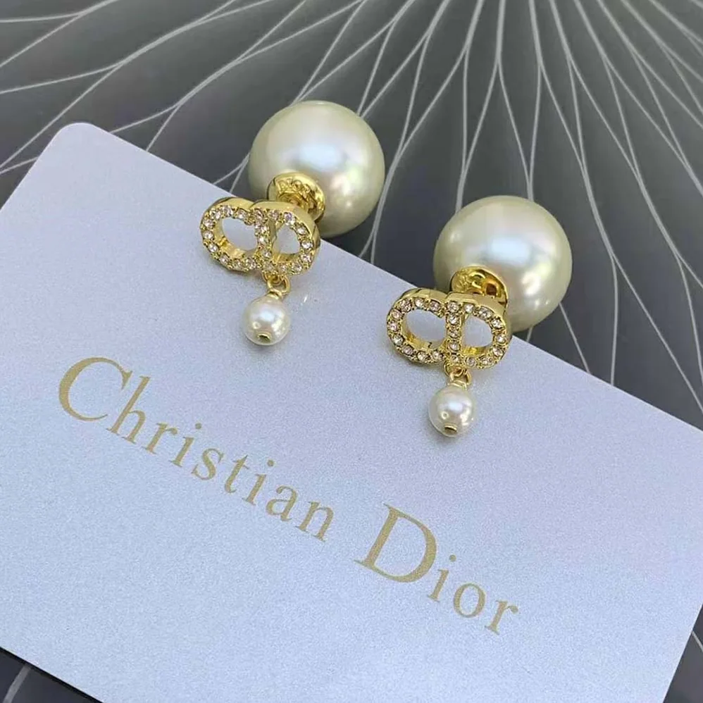 Dior Tribales Earrings Gold-Finish Metal for Women in White