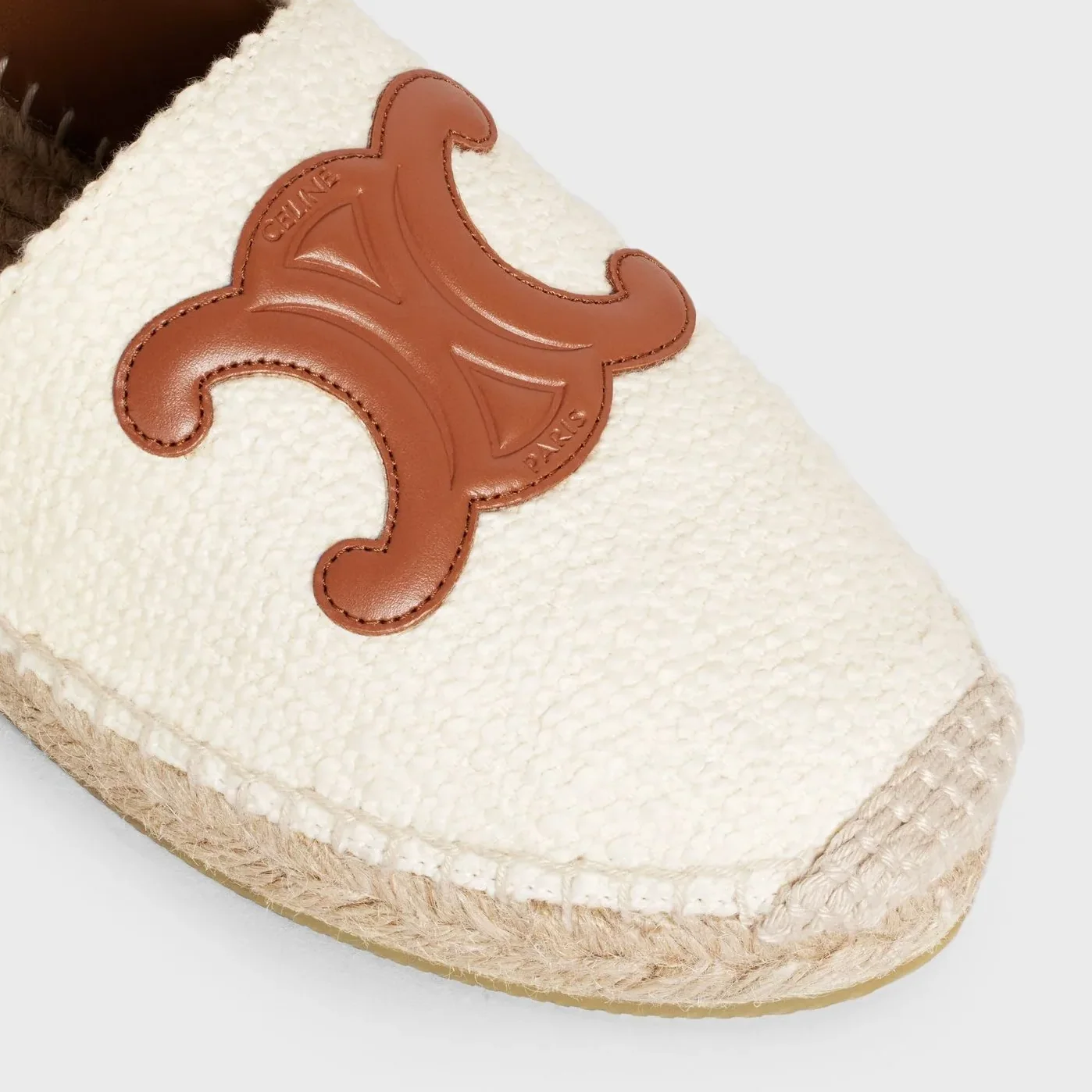 Celine Flat Espadrille With Triomphe Patch In Tweed White .01CR