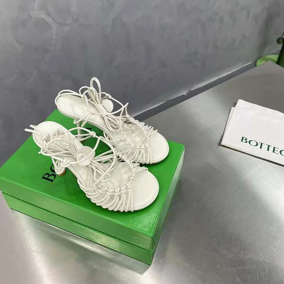 Bottega Veneta Dot Leather Sandals for Women in White