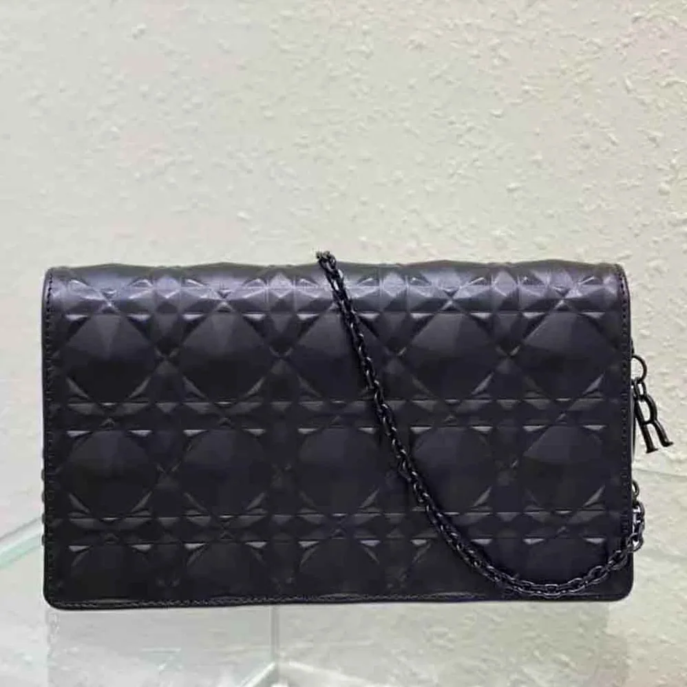 Dior Lady Dior Pouch Black Cannage Calfskin with Diamond Motif for Women Dior Lady Dior Pouch Black Cannage Calfskin with Diamond Motif for Women