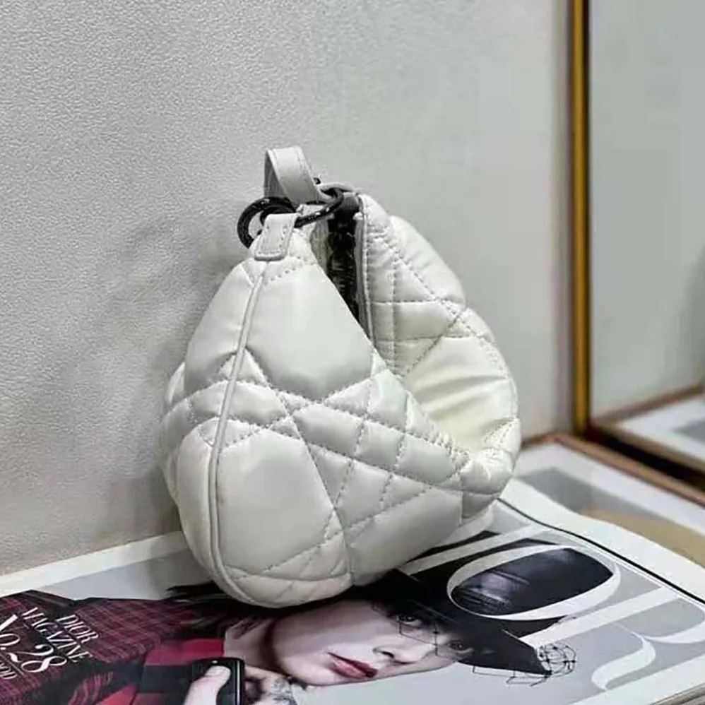 Dior Mini Dior Caro Tulip Bag Latte Quilted Macrocannage Calfskin for Women Dior Mini Dior Caro Tulip Bag Latte Quilted Macrocannage Calfskin for Women