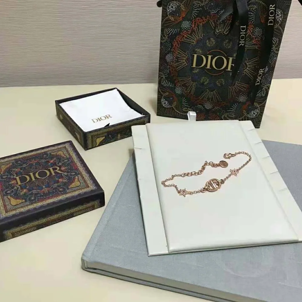 Dior CD Navy Bracelet Rose Gold-Finish Metal and White Crystals for Women