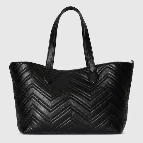 Gucci Marmont Medium Tote Bag in Black Tonal Enameled Hardware