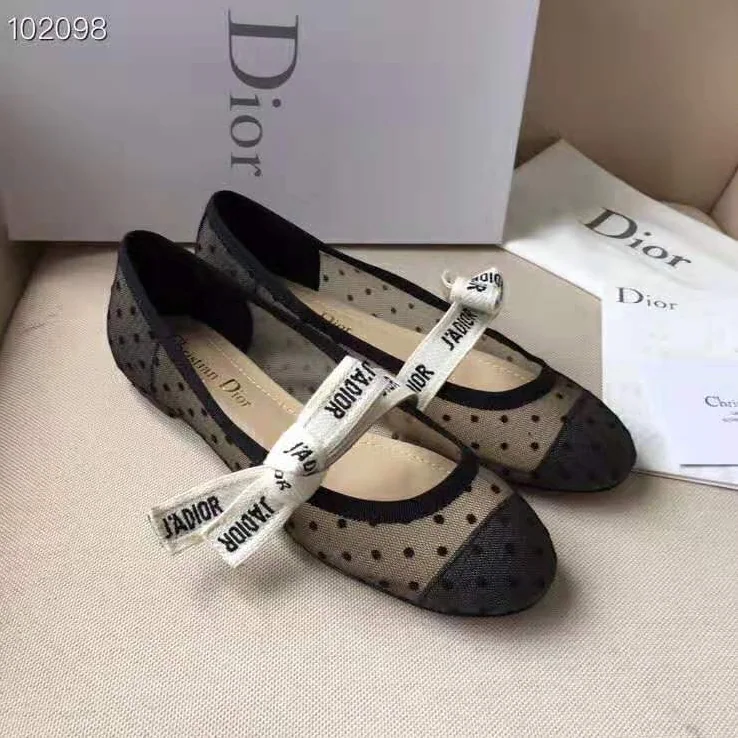 Dior Miss J'Adior Dotted Swiss Tulle Ballet Pump for Women in Black Dior Miss J'Adior Dotted Swiss Tulle Ballet Pump for Women in Black