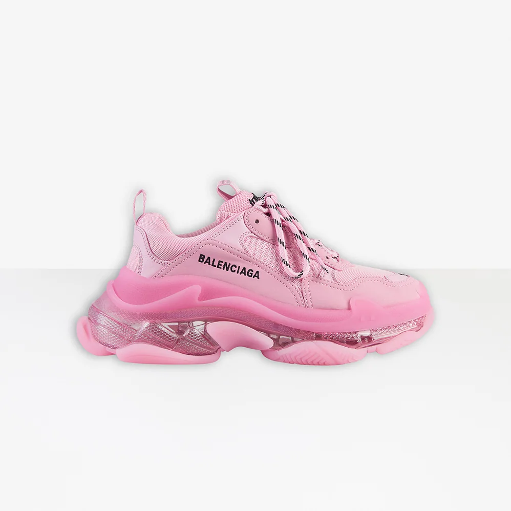 Balenciaga Triple S Clear Sole Sneaker in Light Pink Double Foam and Mesh for Women