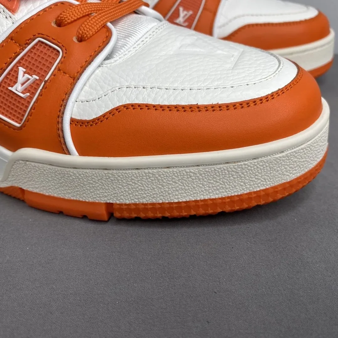 Louis Vuitton Trainer Sneaker Mix Of Materials White/Orange Virgil Abloh LV 1A9VN0 Louis Vuitton Trainer Sneaker Mix Of Materials White/Orange Virgil Abloh LV 1A9VN0