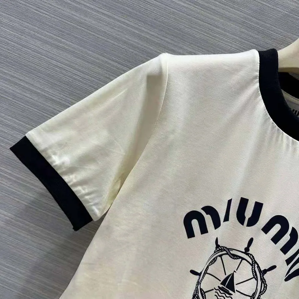 Miu Miu Print Jersey T for Women in shirt with Print Logo Miu Miu Print Jersey T for Women in shirt with Print Logo