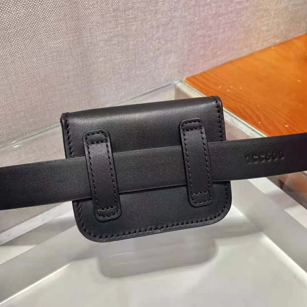 Prada Leather Belt With a Hybrid Multifunctional Design for Women in Black