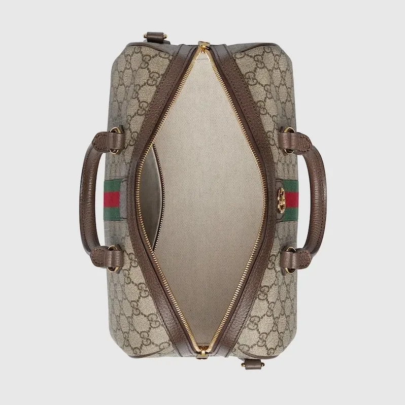 Gucci Ophidia GG Boston Medium Top Handle Bag in Beige Gold Hardware Gucci Ophidia GG Boston Medium Top Handle Bag in Beige Gold Hardware