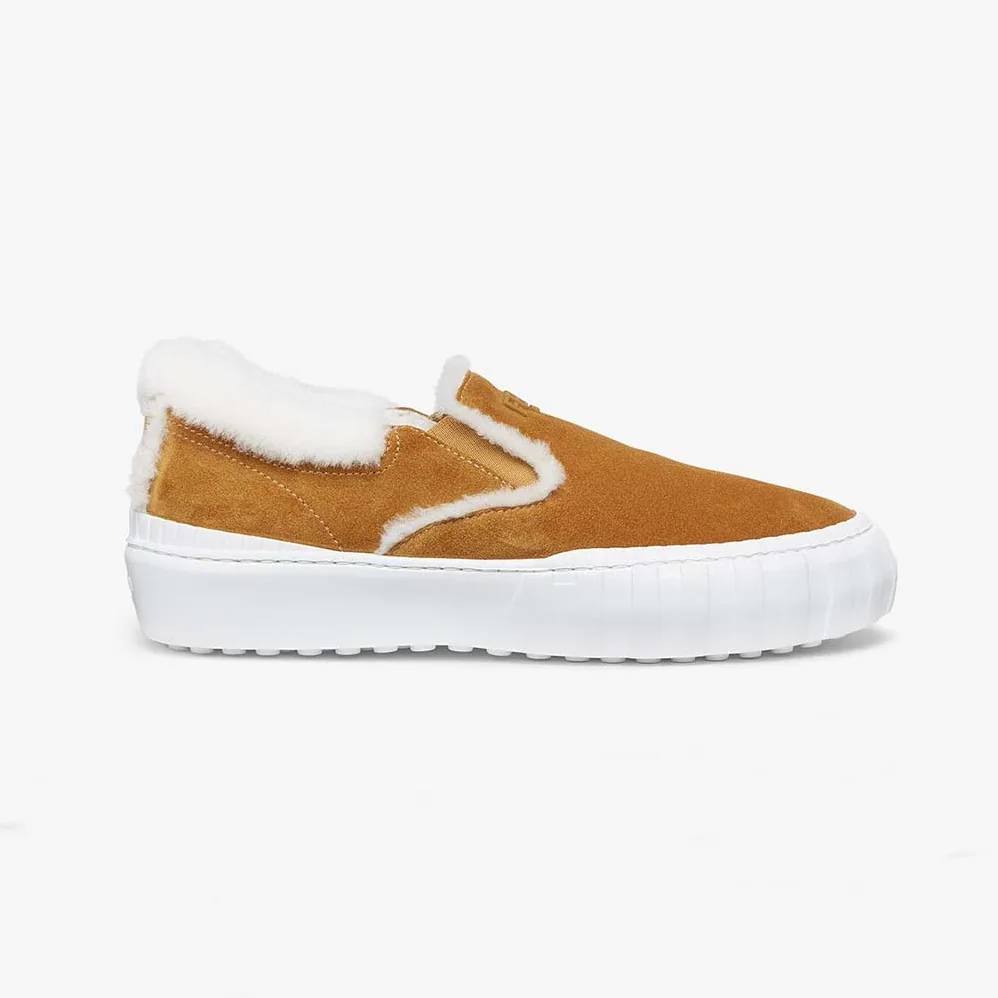 Fendi Force Yellow Suede Slip for Women in Ons