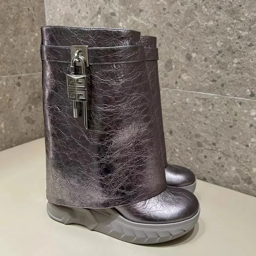 Givenchy Shark Lock Biker Ankle Boots in Laminated Leather for Women Givenchy Shark Lock Biker Ankle Boots in Laminated Leather for Women