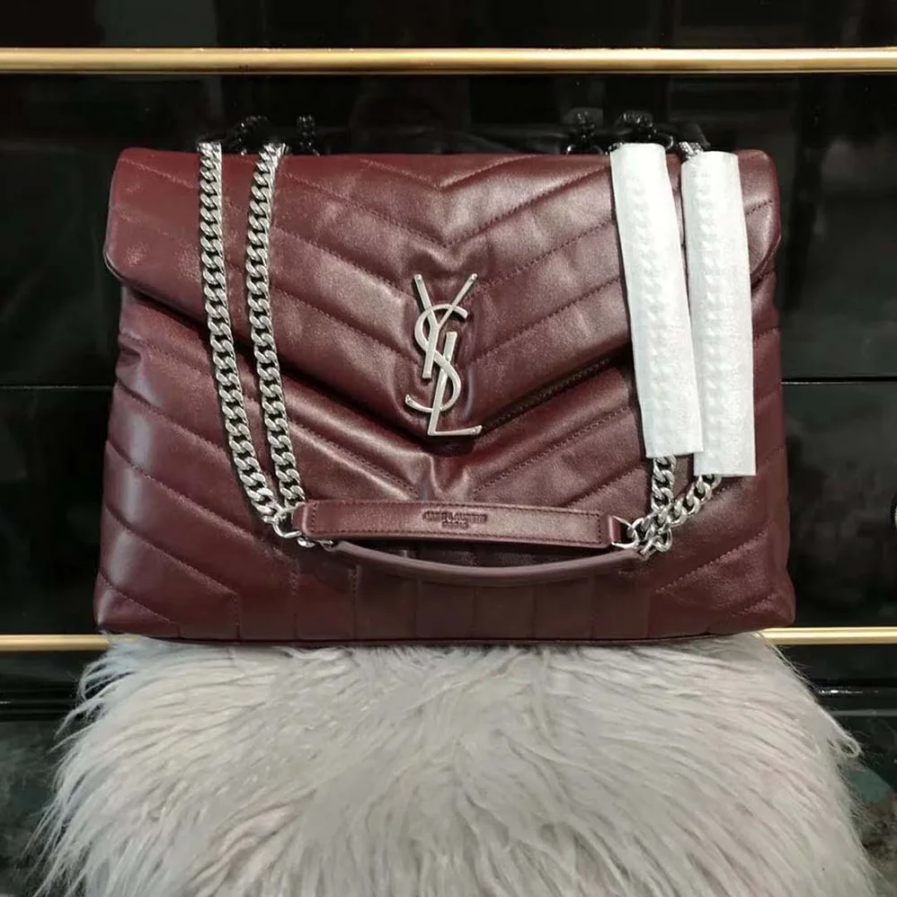 Saint Laurent YSL Loulou Medium Matelasse Y Leather for Women in Maroon