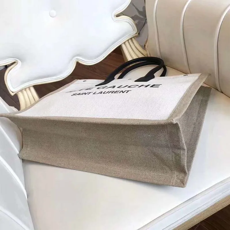 Saint Laurent YSL Rive Gauche Tote Bag Linen Leather for Women