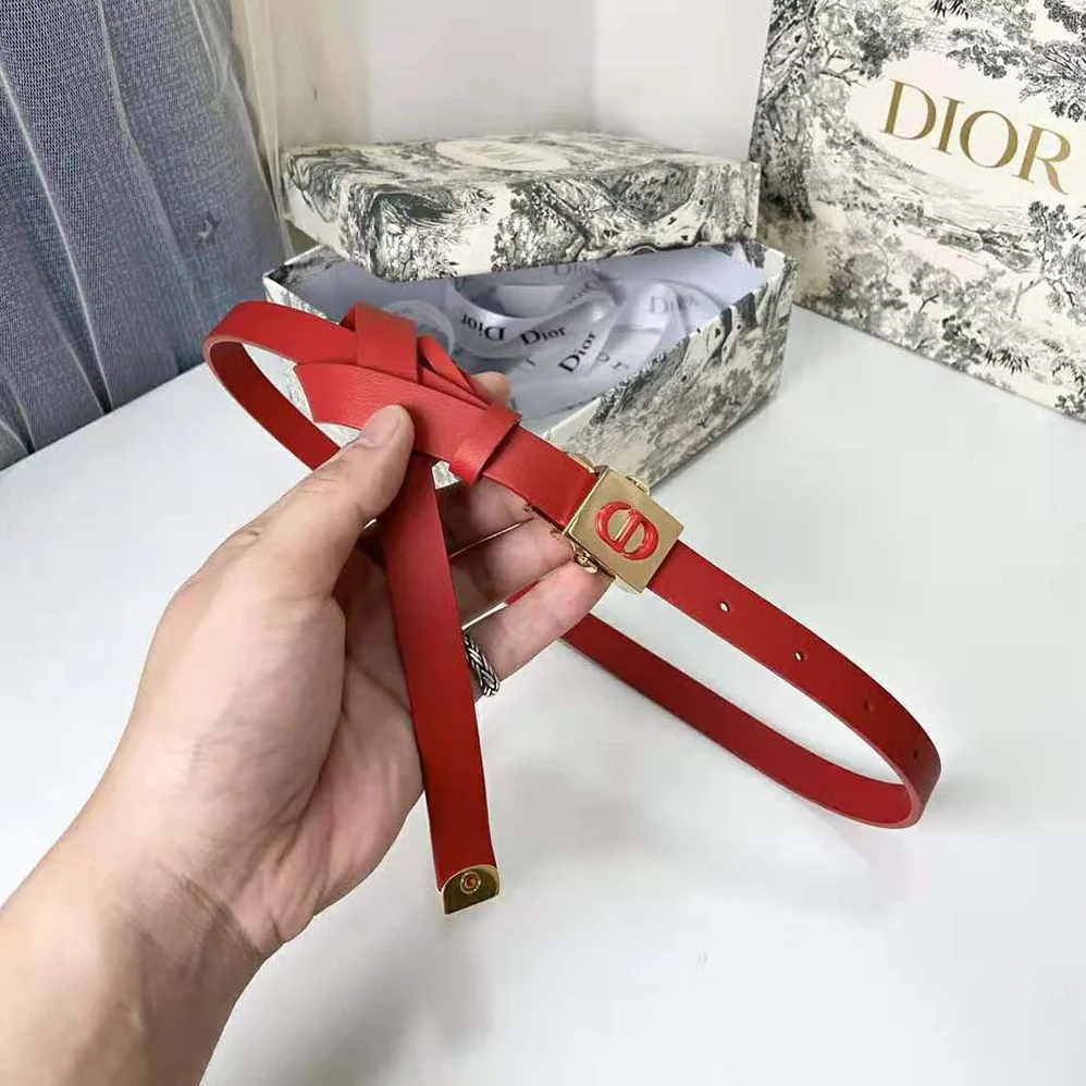 Dior Diorpolytechnique Belt Bright Red Smooth Calfskin 17 MM for Women