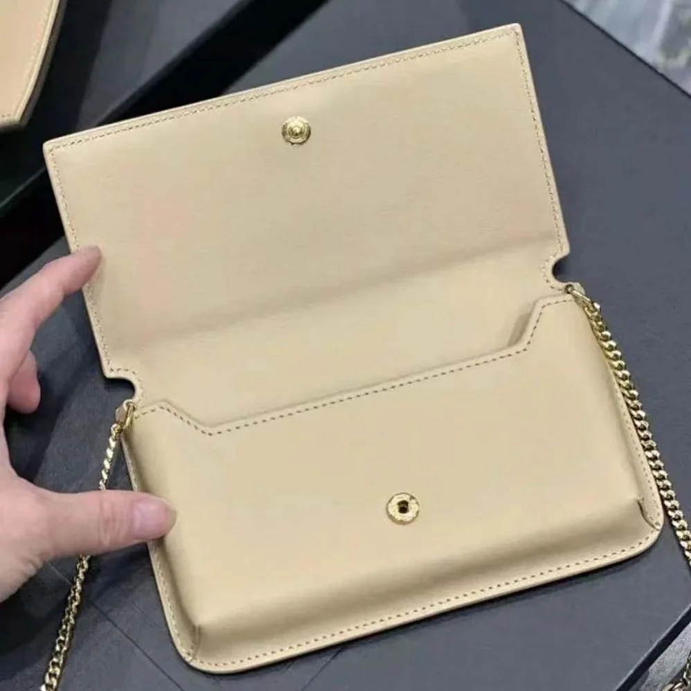 Saint Laurent YSL Cassandre Phone Holder in Smooth Leather for Women in Sandy Saint Laurent YSL Cassandre Phone Holder in Smooth Leather for Women in Sandy