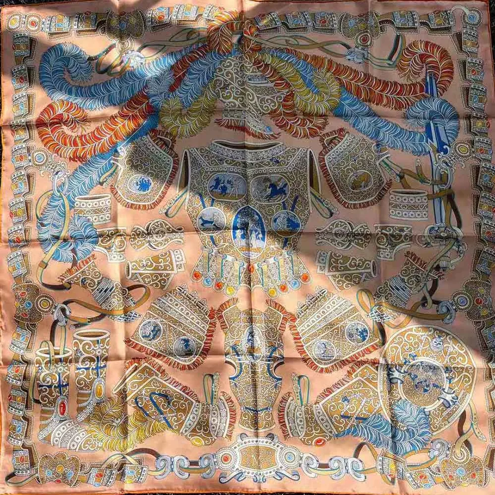 Hermes Sous L Egide De Mars Wash Scarf 90 for Women in Orange Hermes Sous L Egide De Mars Wash Scarf 90 for Women in Orange