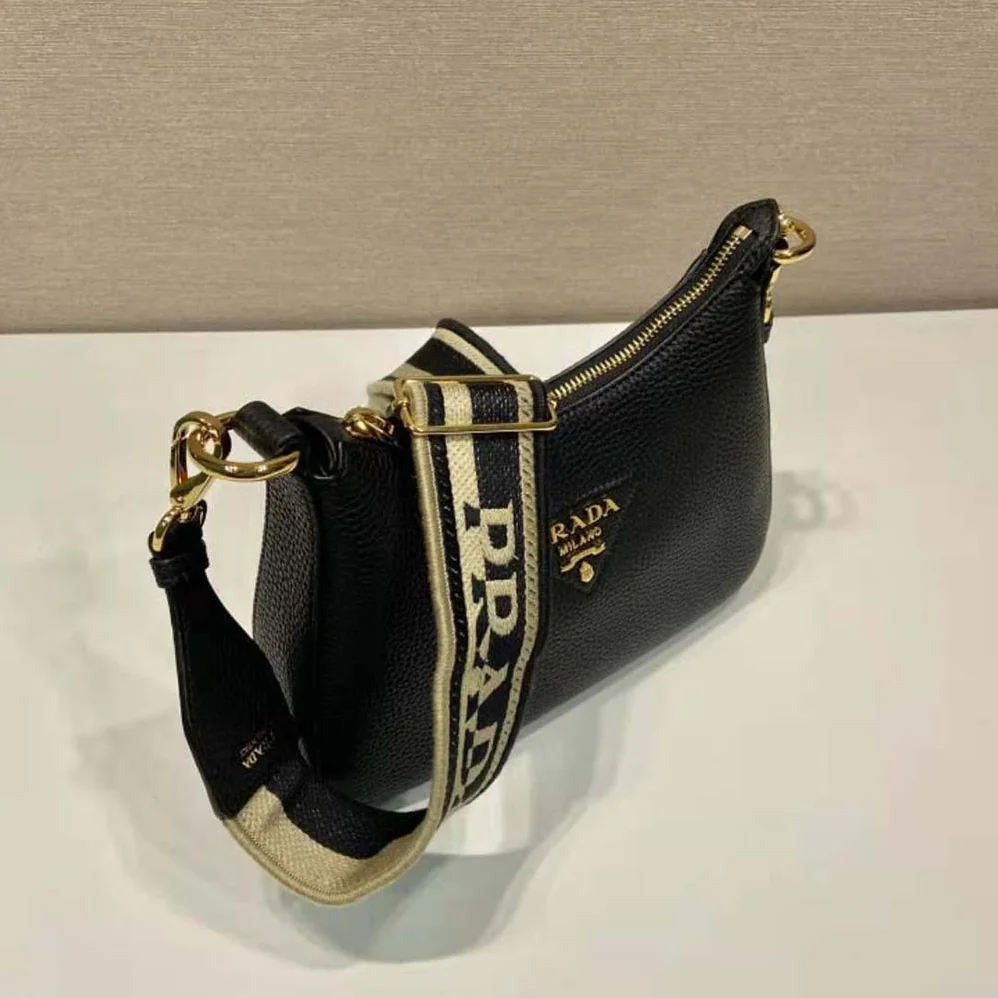 Prada Leather Shoulder Bag for Women in Black