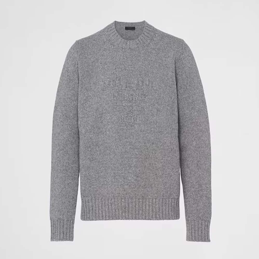 Prada Wool and Cashmere Crew-neck Sweater for Men in Silver