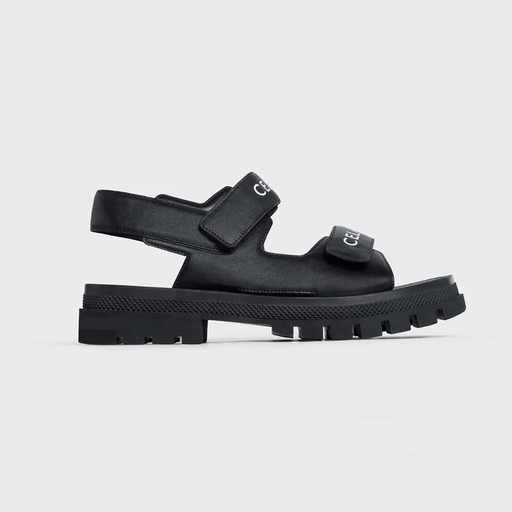 Celine Leo Scratch Sandal in Calfskin for Women in Black
