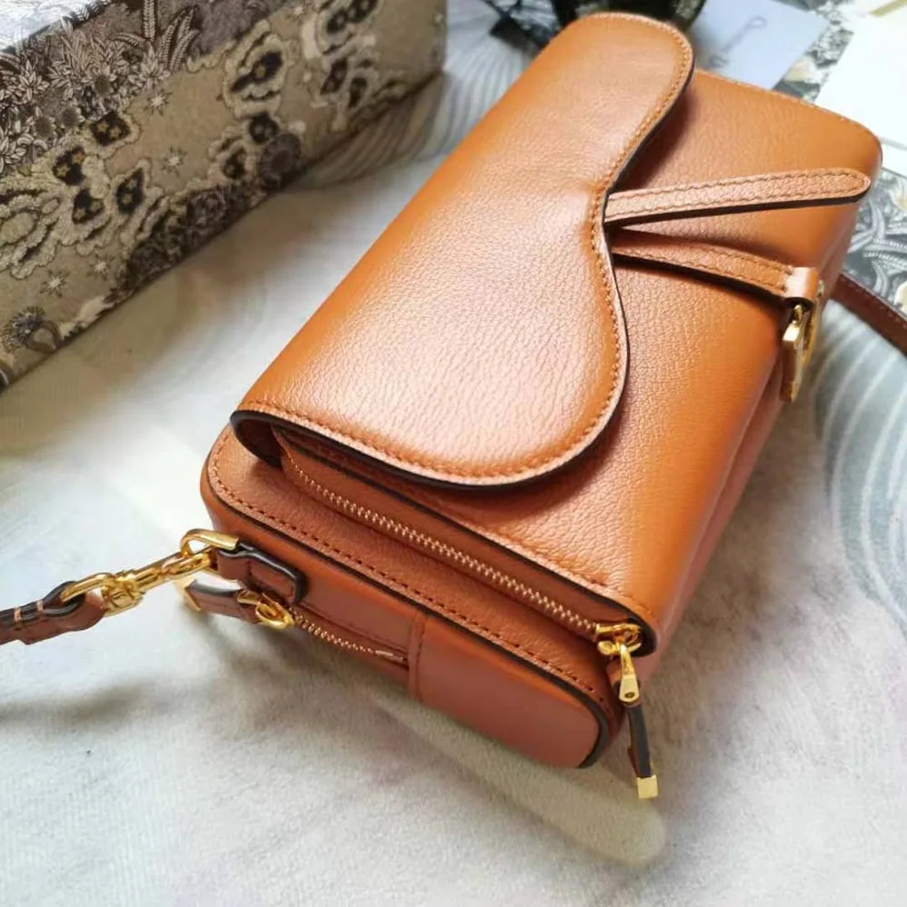 Dior Saddle Double Pouch Goatskin for Women in Brown Dior Saddle Double Pouch Goatskin for Women in Brown