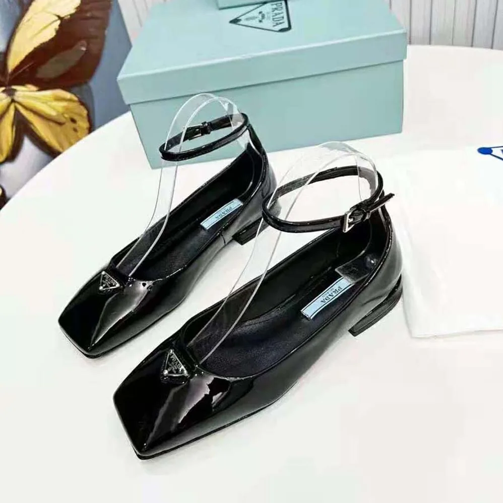 Prada Patent Leather Ballerinas for Women in Black