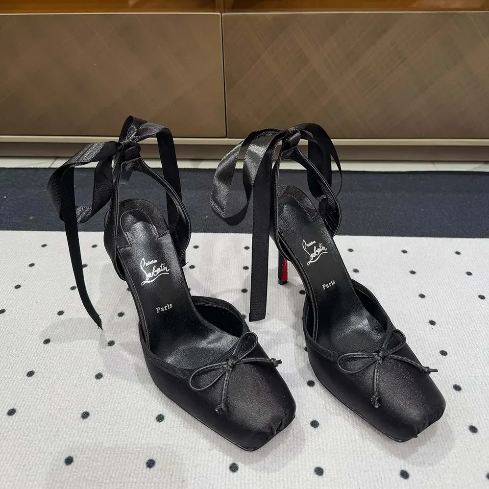 Christian Louboutin Cassia Lace Up 100 mm Strappy Pumps for Women in Black