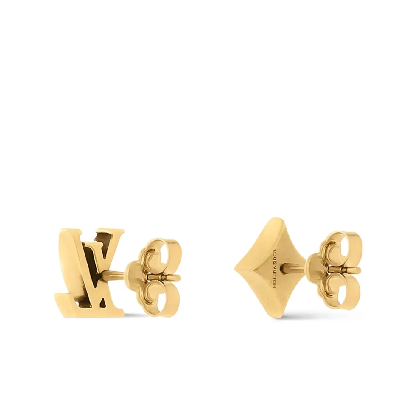 Louis Vuitton Script Earrings Gold in Toned