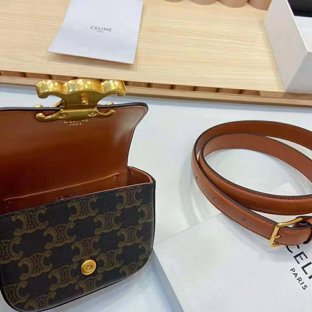 Celine Belt Bag Triomphe Belt in Triomphe Canvas and Calfskin for Women Celine Belt Bag Triomphe Belt in Triomphe Canvas and Calfskin for Women