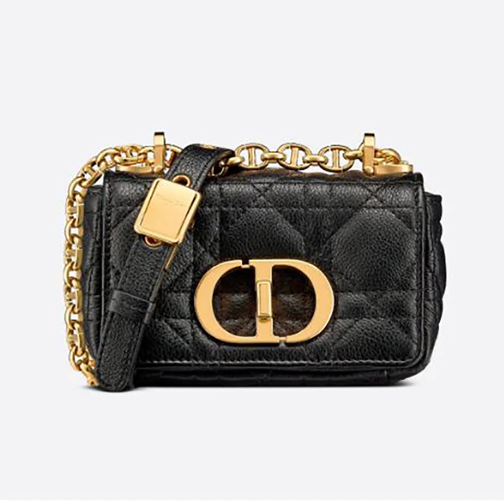 Dior Micro Dior Caro Bag Black Supple Cannage Calfskin for Women