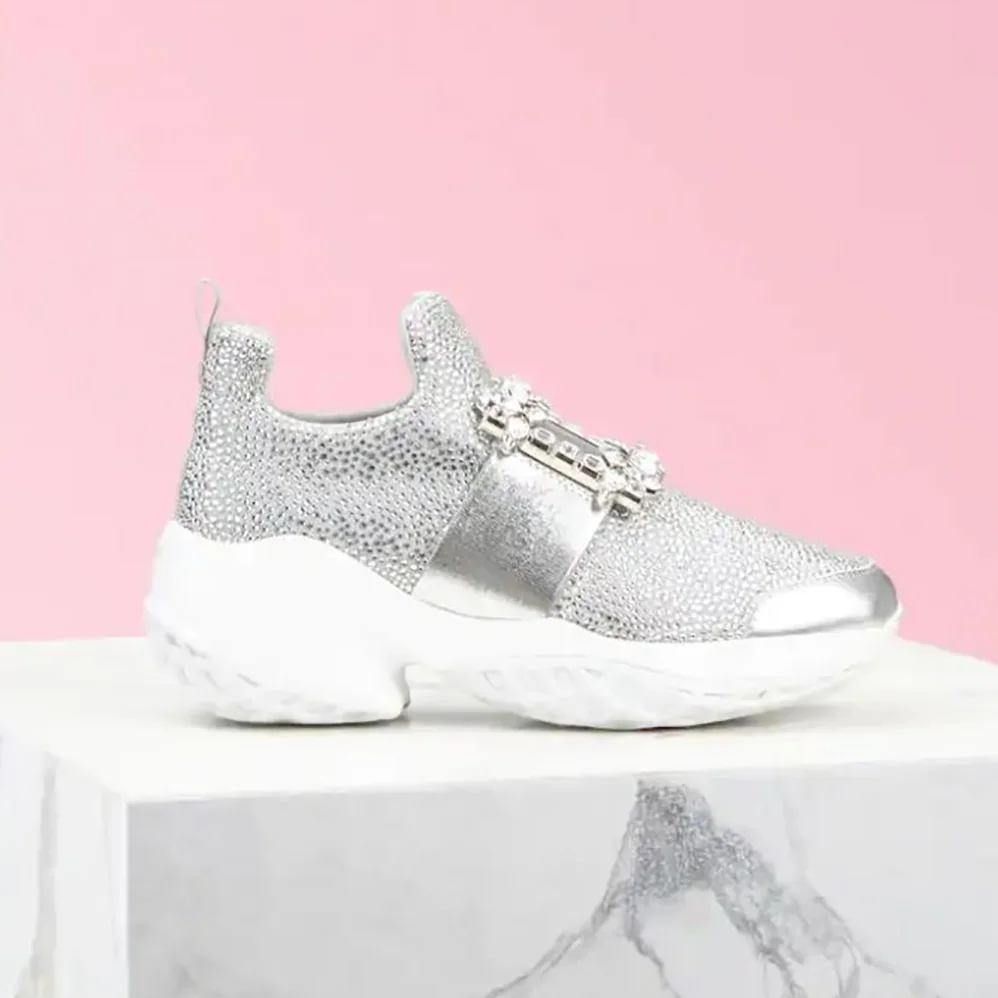 Roger Vivier Viv' Run Bling Strass Buckle Sneakers in Technical Fabrics for Women