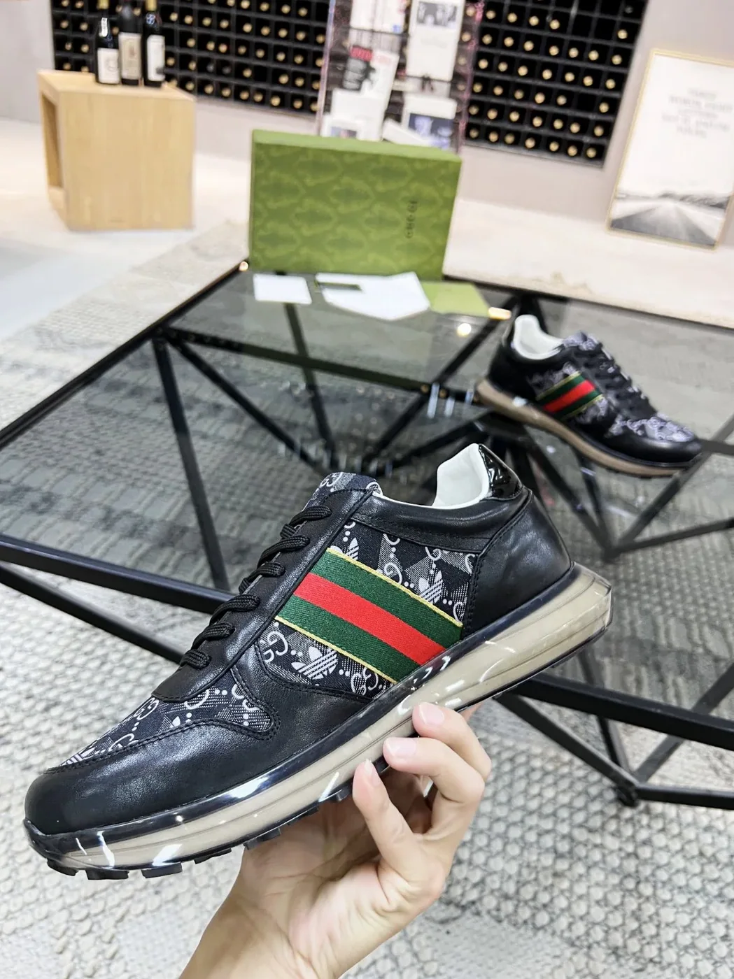 Gucci x Adidas GG Sneakers With Web Black for Men Gucci x Adidas GG Sneakers With Web Black for Men