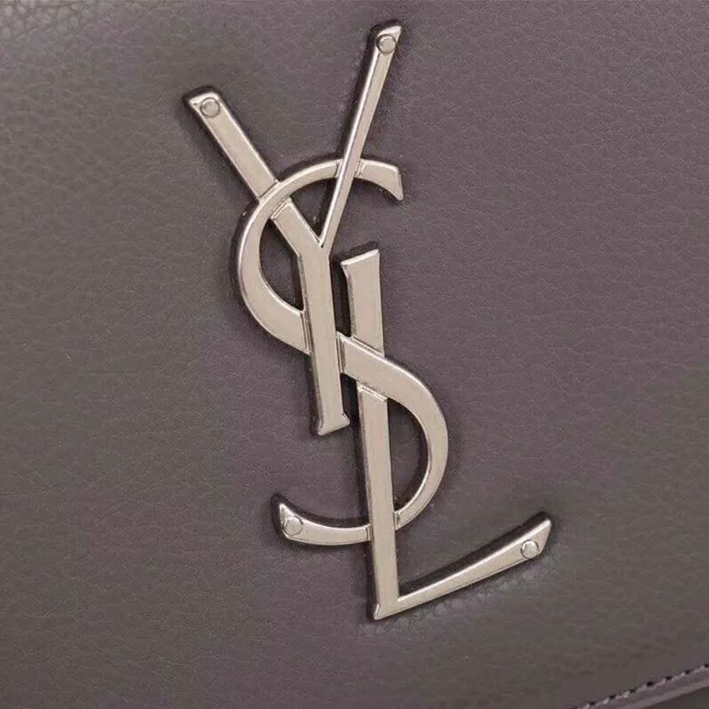 Saint Laurent YSL Medium Sunset Bag in Calfskin Leather in Grey