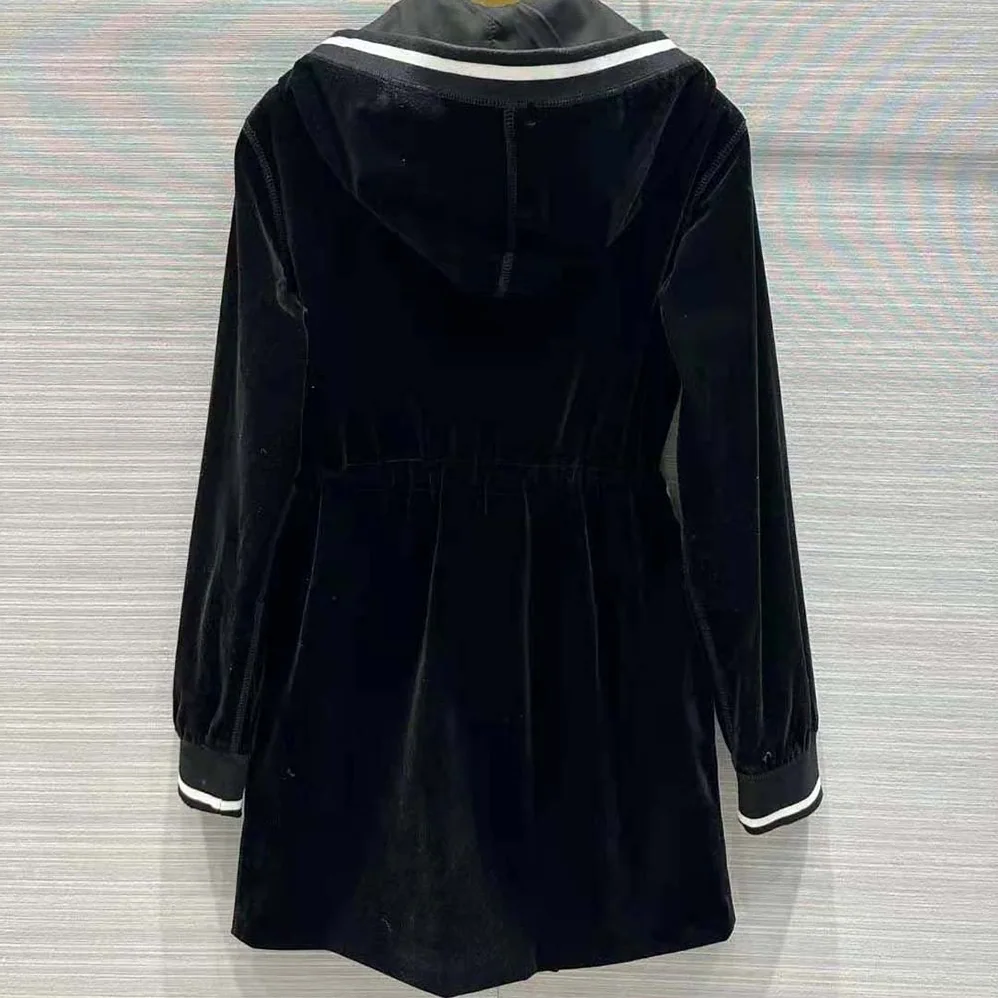 Miu Miu Velvet Short Dress with Signature Embroidered Logo for Women in Black Miu Miu Velvet Short Dress with Signature Embroidered Logo for Women in Black