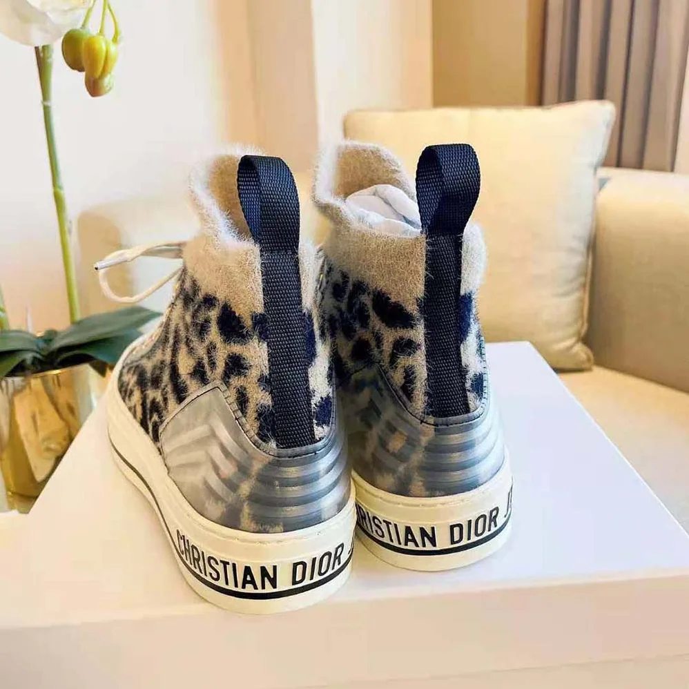 Dior Walk'n'Dior Sneaker Fur-Effect Knit Printed with Beige Multicolor Mizza Pattern for Women Dior Walk'n'Dior Sneaker Fur-Effect Knit Printed with Beige Multicolor Mizza Pattern for Women