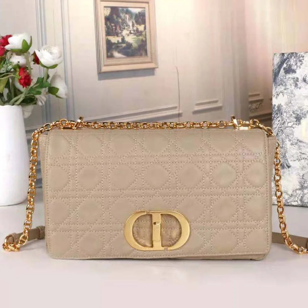 Dior Large Dior Caro Bag Beige Supple Cannage Calfskin for Women Dior Large Dior Caro Bag Beige Supple Cannage Calfskin for Women