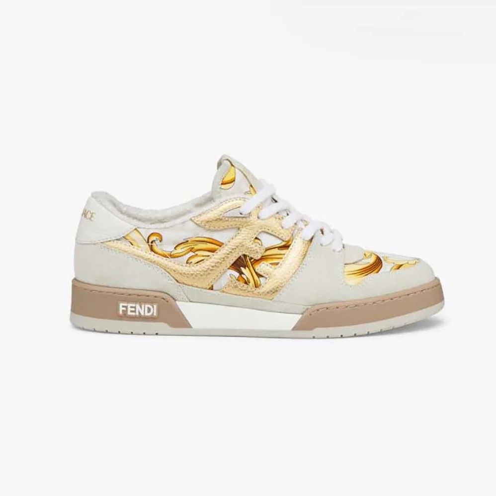 Fendi Match Fendace Beige Suede Low for Unisex in Tops Fendi Match Fendace Beige Suede Low for Unisex in Tops